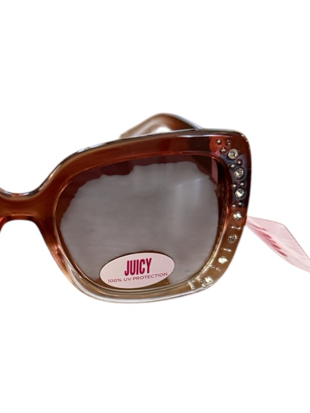 Juicy Couture Gradient Brown Square Sunglasses with Crystal Accents - Picture 4 of 4